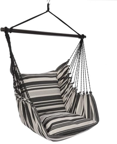 hoplo holzenplotz Hängesessel B&W 360 XXL mit 2 Kissen 100% Baumwolle