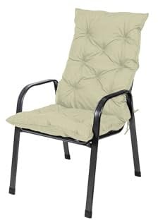 TexDeko® Garden Gartenstuhl Auflage Hochlehner 120 x 50 cm Sitzkissen schmutzabweisend Outdoor Rückenkissen hoch Stuhlkissen hoher Komfort (Sand)