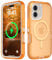 Follaroma for iPhone 16 Case, Compatible with MagSafe, Dual Layer Transparent Magnetic Phone Cases, Heavy Duty Shockproof and Anti-Drop Protective Cover for iPhone 16, 6.1'', Orange