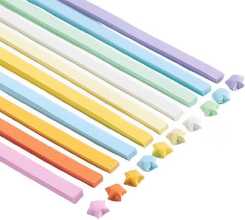 SIRLOMU 540 Strisce Nuovo Stile Origami Stelle Carta Strisce Pacchetto, adatto per Attività Manuali a Scuola (10 Colori)