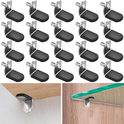 GGXZHT Bodenträger 20 Stück,Regalbodenträger 5mm Regalhalterung mit Gummischutz, Einlegeboden Halter aus Metall, Schrankboden Halter für Küche, Garage Homeoffice