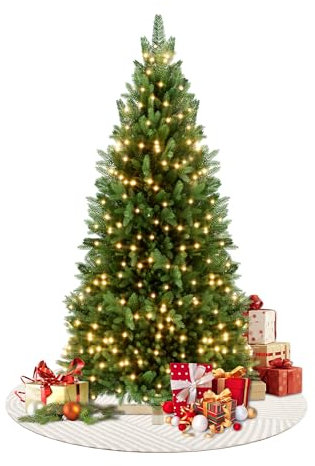 Aufun Weihnachtsbaum künstlich mit Beleuchtung 180cm Tannenbaum künstlich Grün PVC, Naturgetreue Spritzguss Elemente, Edeltanne Schnellaufbau chwer entflammbar, inkl. Christbaum Ständer (Mit LED)
