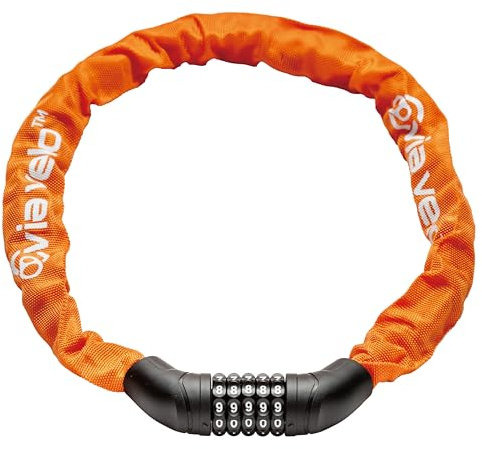 Via Velo Bike Chain Lock, 5-Digit Resettable Combination Heavy Duty Anti-Theft Bicycle Lock, 2.95 Ft Security Bike Locks for Scooter, Motorcycle, Gate, Fence, Valuables Etc(Orange)