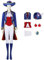 Windskids Peach Kostüm Damen Cosplay Game Peach Showtime Fechter Komplett Uniform mit Hut Ohrringe Brosche Anzug 6 Stück für Halloween Karneval Geburtstag Party Maskerade Performance Verkleidung