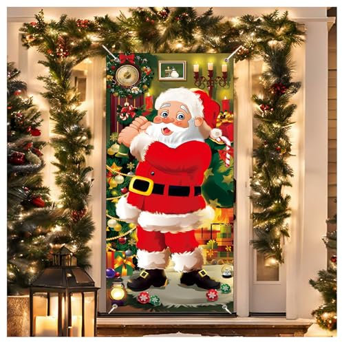 Huigugu Bannière Noël Porte Banderole Joyeux Noël Bannière Joyeux Noël Banderole de Noël Décoration Porte d'Entrée Deco de Noël pour Porte