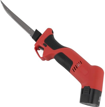 Riuulity Coltello Elettrico per Filettare a Batteria, Batteria Al Litio, 4 Lame, 2 Batterie Ricaricabili, Pratica Borsetta, Pesca (Spina europea)