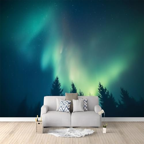 Fototapete 3D Effekt Naturlandschaft Nordlichter Tapete Fototapeten Vlies Tapeten 250 x 175 cm Vliestapete Wandtapete Moderne Wand Schlafzimmer Wohnzimmer Tapete