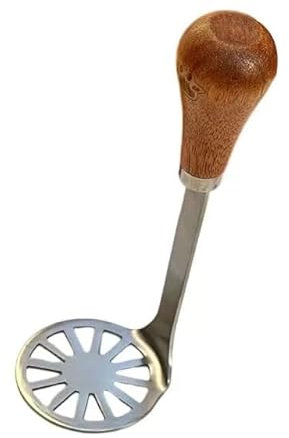 Mini Masher Potato Masher with Wooden Non Slip Handle Stainless Steel Bean and Potato Masher Small Food Masher Vegetable Pumpkin Egg Bean Avocado Lightweight Kitchen Tool (1)