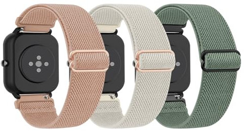 ZGCE 3 Piezas Correa para Amazfit Bip 3/Bip 3pro/Bip S/Bip S Lite/Bip Lite/Bip U, Correa Deportiva de Nylon Elástico para Amazfit GTS 3/GTS 4 Mini, Starlight/Rosa/Verde Aguacate