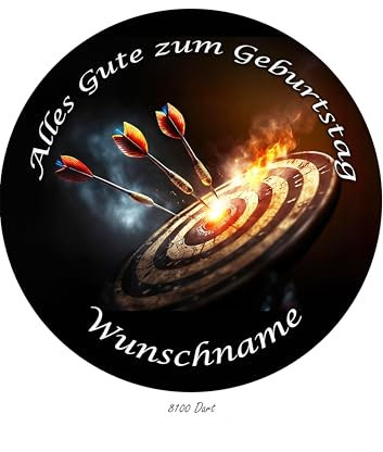 Tortenaufleger Wunschname, Dart, Dartscheibe, Pfeile, Sport, Tortendeko, Cake Decoration Fondant, Ø 20cm, 08100 Top Qualität