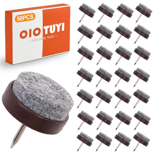 OioTuyi 50 Stück Filzgleiter Stuhl - Möbelgleiter für Laminat und Parkett - Stuhlgleiternägel für Stühle - Geräuschdämmung und Bodenschutz - Ø 22 mm - Ausführung mit Nägeln