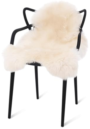 Australian Lammfell Echt Weiß 100 x 60 cm, Schaffell Echt Weiß, Naturfell | geruchlos, Fell für Stuhl, Lammfell Teppich für das Sofa, Fell, Schaffelle