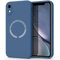 WOOZ Magnetic Case for iPhone XR Phone Case with MagSafe, Camera Protection Ultra Slim Shockproof Bumper Liquid Silicone Case with Microfiber Lining (Navy blue)
