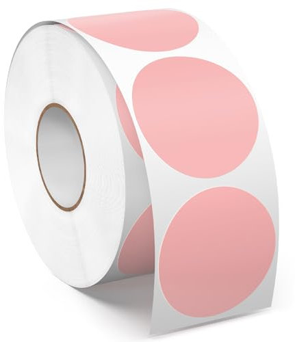 Meitaat 1000 Stück Klebepunkte 38 mm Punkt Aufkleber Farbkodierung Vinyl Runde Etiketten Wasserfeste Rolle Markierungspunkte Rosa