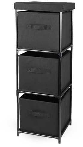 Spetebo Würfelregal und 3 Stoff Schubladen - 82 x 31 cm - Standregal aus Metall mit 3 Vlies Boxen - Steckregal mit Aufbewahrungsbox Regal mit Würfel Box Regalsystem für Wohnzimmer Bad Flur