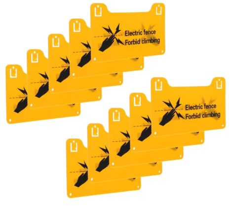 Hemobllo D'avertissement pour Installations Électriques et Usines 10 Panneaux en Pvc Jaune, Signalisation Claire Interdiction de Grimper pour Clôture Électrique