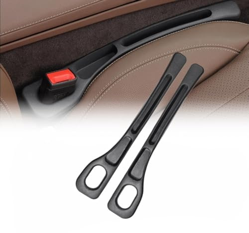 HOIDOKLY 2025 Upgraded Car Seat Gap Organiser Storage Box, Universal Space Saving Car Organiser, Pack of 2 Sturdy Car Seat Gap Filler for Storage, Mobile Phone, Keys, Small Items (Black)