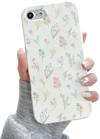 QLTYPRI for iPhone 7/8/SE 2020/SE 2022 5G Case, Cute Pink Floral Flower Pattern Aesthetic Phone Case, Raised Camera Protection Soft Slim TPU Shockproof Protective Phone Cover for Girls Women-Muticolor