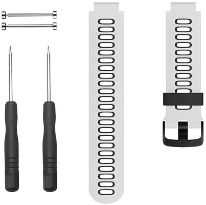 TYEMLM Für Forerunner 220 Uhrenarmbänder, schwarze Schnalle, Sport-Silikon-Uhrenarmband, Ersatz für Forerunner 230/220/235/620/630/735XT und Approach S20/S5/S6 Smartwatch-Armband(White-black)