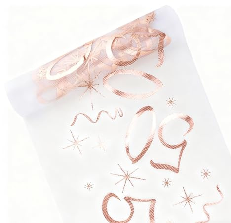 Tischläufer 50. Geburtstag, Roségold 50. Geburtstag Tischdeko 28cm x 10m | Tischdecke Deko Rolle, Geburtstag Tischband für 50 Jährige Mann und Frau