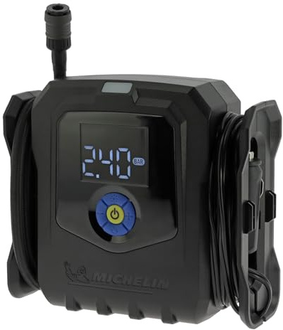 MICHELIN 009542 Compressore Aria Auto 8 BAR 168W 12V 24L 3 Adattatori