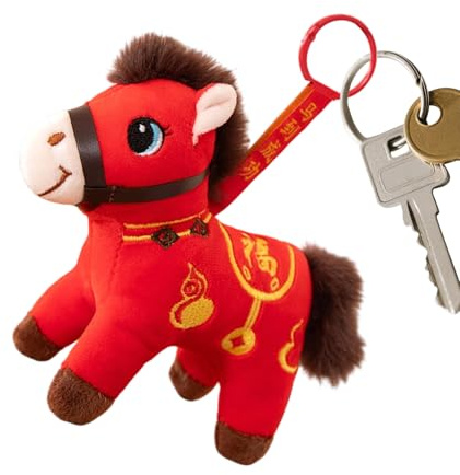 Yulokdwi 2026 Peluche Cheval Mascotte Chinoise | Déco Maison Chinoise Mignonne,Porte-clés Mascotte Cheval - pour Voitures Maison École Bureaux Cafés Librairies Vitrine Tables à Manger Lits