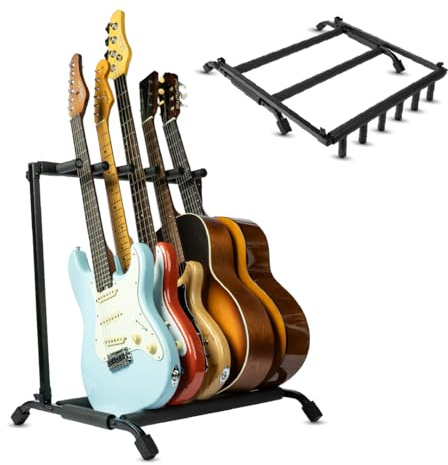 Wayfinder Collapsible Folding 5 Guitar Rack Stand for Acoustic, Electric, and Bass Guitars, Space-Saving & Convenient Storage Solution, (WF-GUITARRACK5)