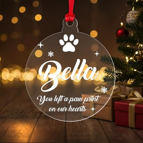 Personalised Pet Memory Christmas Bauble Dog Cat Memorial Hanging Xmas Tree Gift