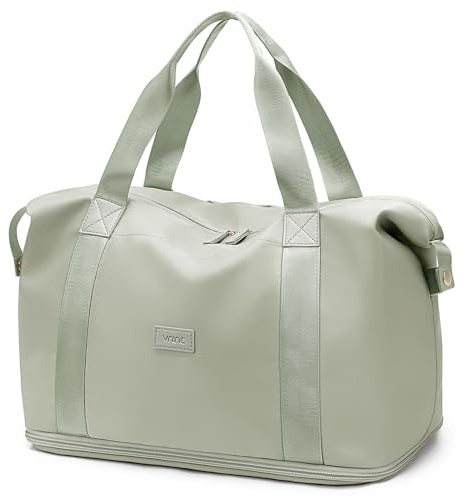 VNINE Erweiterbare Reisetasche Damen – 40L Weekender Handgepäck Tasche, wasserdichte Sporttasche & Schwimmtasche, Travel Bag, Kliniktasche Geburt, Duffle Bag für Flugreisen (Grün)