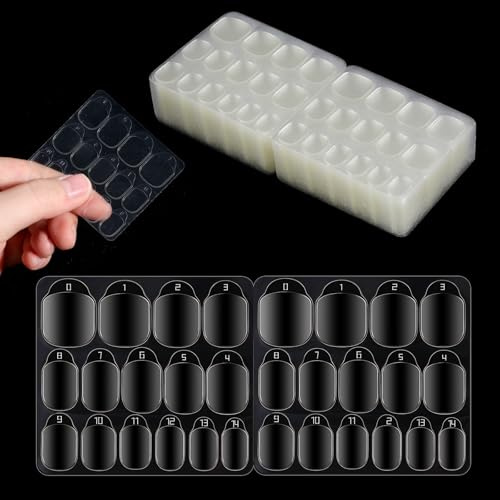 40 Sheet 600 PCS Sticky Tabs for Nails, 15 Sizes Nail Adhesive Tabs for Press Ons, Double Side Jelly Adhesive Nail Sticky Tabs for Manicure