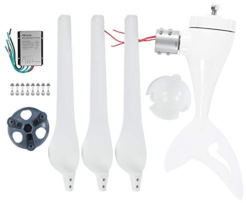 Kit de generador de turbinas eólicas de 300 W, aerogenerador de alta eficiencia con controlador para uso en cabina de granja en casa, aleación de aluminio, rueda de viento de 1,24 (CC 24 V)