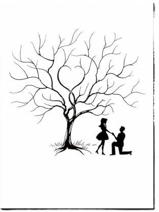 JFNKLFG Albero per Impronte digitali Eventi di Fidanzamento Bomboniera Matrimonio Albero Tela Dipinto Ospite Impronta Digitale Firma Libro Amante Regalo Anniversario(Color05,20x30cm 1set inkpad)