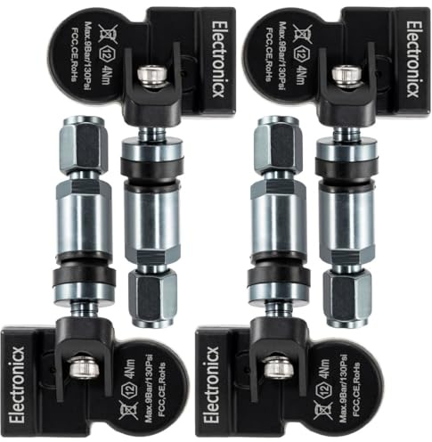 Electronicx 4X RDKS Sensor für Toyota Fortuner 2009-2015 vorprogrammiert 433MHz TPMS Reifendrucksensor Metallventil 4er Set Ersatz Alufelgen Stahlfelgen