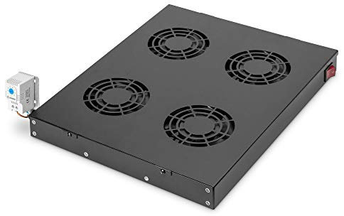 Digitus fan unit for 19 rack (1HE), or roof mounting in VarioFLEX server & network cabinet, 4x fan, thermostat, black (RAL 9005)