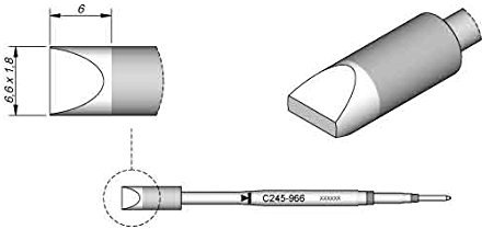 JBC Lötspitze für T245, Meißelförmig, 6,5 x 1,7 mm, 100 mm, Kabelgebunden, Tragbar, Elektronik