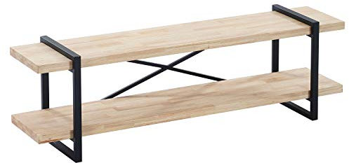 Mueble TV con 2 Estantes, Modelo Plank, Acabado en Roble Salvaje y Estructura Metalica Color Negro, Medidas: 150 cm (Ancho) x 46 cm (Alto) x 36 cm (Fondo)