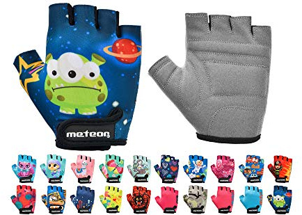 meteor Guantes de Ciclismo Niñas y Niños - Guantes Bicicleta para Infantil MTB BMX Carretera Montaña sin Dedos