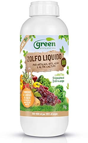 ZOLFO Liquido per ORTICOLE, OLIVO E Altre Colture kg.1- Corregge Le carenze di Zolfo Prodotto Biologico