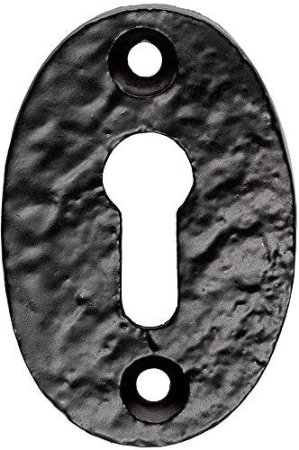 Oval Shaped Escutcheon- Lock Profile- 49 x 32.5mm- Black Antique Keyhole Cover | Door Keyhole Cylinder Plate Cover - for Use with Lever on Rose Door Handles - Door Fixing Hardware