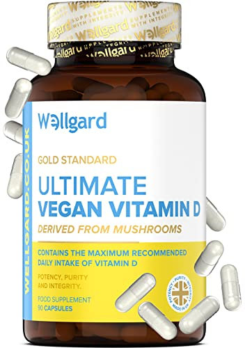 Vegan Vitamin D3 High Strength 3000 IU Capsules by Wellgard, Maximum Strength Vitamin D Supplement, Made in UK