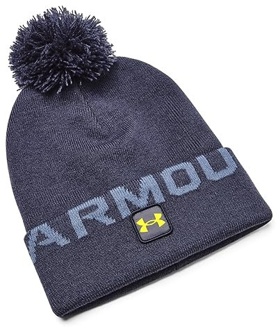 Under Armour Mens Beanies Men's Ua Halftime Fleece Pom Beanie, Tempered Steel, 1373093-558, OSFM, Einheitsgröße