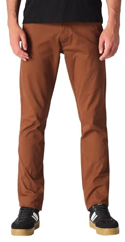 JMOJO Chinos Trousers Men Stretchable Casual Smart Pants Flat Front Regular Fit Formal Mid Rise Trouser Twill Fabric Comes with 5 Pocket Design Rust Brown Size 30