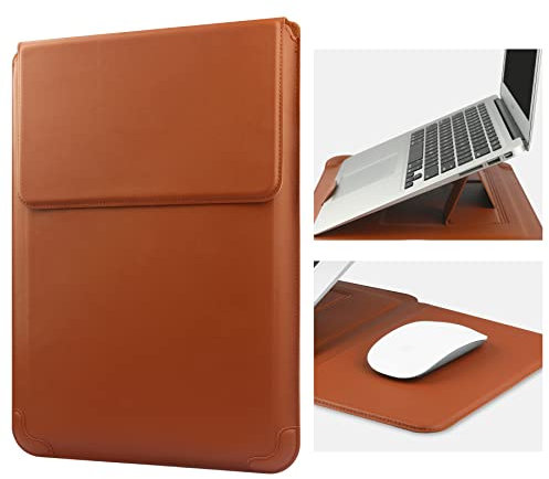 HoYiXi 15 16 Inch Laptop Sleeve Case Leather Bag for MacBook Pro 16 2021 & 2019/ASUS Vivobook 15/HUAWEI MateBook D15/HP 15.6 PC/MacBook Pro 15/Surface Laptop 3/Dell Inspiron 15/Lenovo IdeaPad, Brown