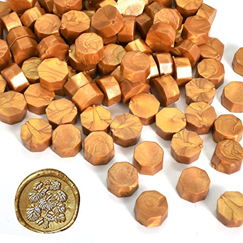 100 Stücke Siegelwachs Perlen Metallic Bronze Wachssiegel Wachs Achteckig für Siegelstempel Briefe Umschläge Versiegelung Dekoration Karten Basteln Geschenkverpackung Party