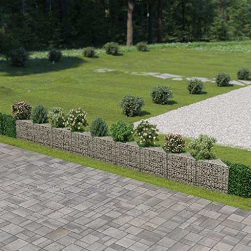 WIFESE Gabionenwand 630×30×50 cm Steinkorb Gabione Gabionenkorb Pflanzkasten Gartenzaun Gabionensäule Gemüse Hochbeet Gabionen Zaun Pflanzenwand Steingabionen Gabionenkörbe Verzinkter Stahl