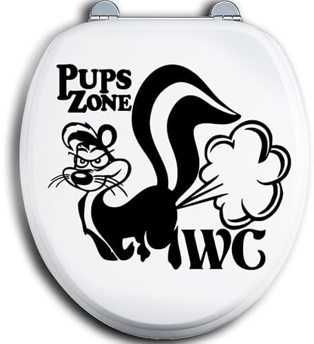 24x20cm Pups Zone WC Deckel Toilettendeckel Bad Klo Aufkleber Sticker x Tunin Wandtattoo x Toiletten Badezimmer