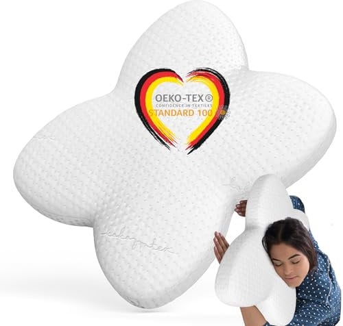 KoKoTex orthopädisches Kissen für Seitenschläfer – ergonomisches Memory Foam Nackenstützkissen – Butterfly-Form – HWS-unterstützend – 57×45×12 cm Soft