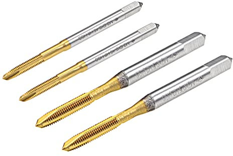 QUARKZMAN Spirale Pointe Filetage Tarauds Ensemble M2.5 x 0.45 M3 x 0.5, HSS (Haute Vitesse Acier) 6542 Titane Revêtu Machine Droit Rainure Filetage Vis Taraud 4 Pièces