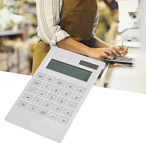 Étudiant Scientifique de Bureau et Batterie Double Calculatrice en Cristal Blanc Ordinateur Étudiant Solaire Blanc Calculatrice Alimentée avec Bouton en Cristal