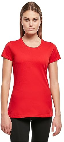 Build Your Brand Damen Basic Tee – Figurbetontes Baumwoll T-Shirt mit Rundhalsausschnitt & kurzen Ärmeln, ideal für Alltag, Freizeit & Veredelung,Cityred,3XL
